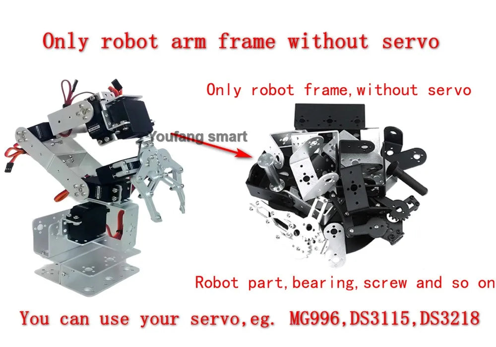 6 DOF Metal Alloy Robot Arm Kit - Servo Motor Close-up