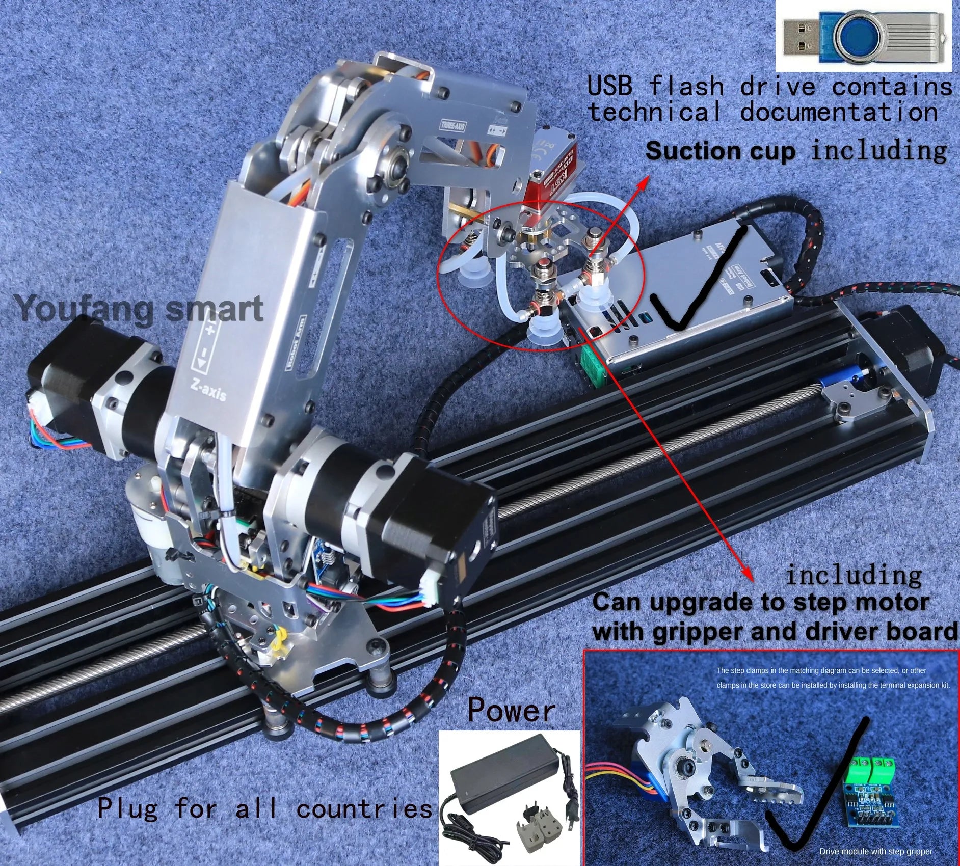 Multi-Axis Industrial Robot Arm Kit - Size Reference