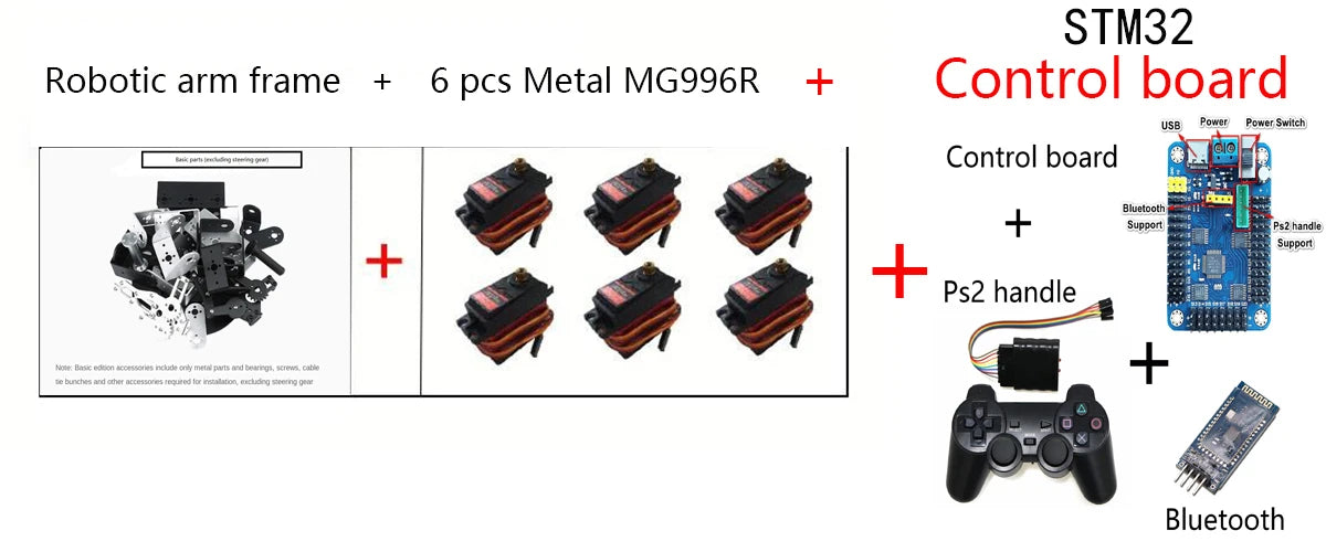 6 DOF Metal Alloy Robot Arm Kit - Assembled View