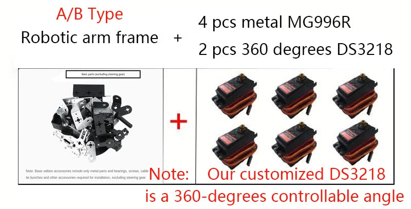 6 DOF Arduino Robot Arm Kit - Size Reference