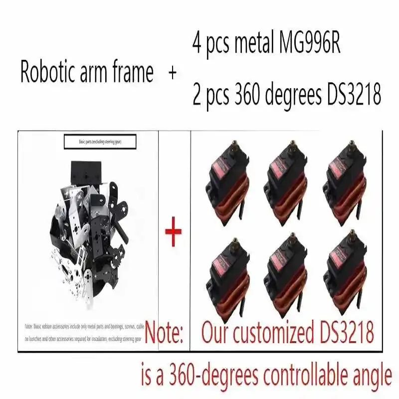 6 DOF Metal Alloy Robot Arm Kit - Side View